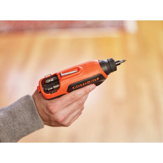 On board screw holding magnet Feature of ROTO BIT Storage Screwdriver.